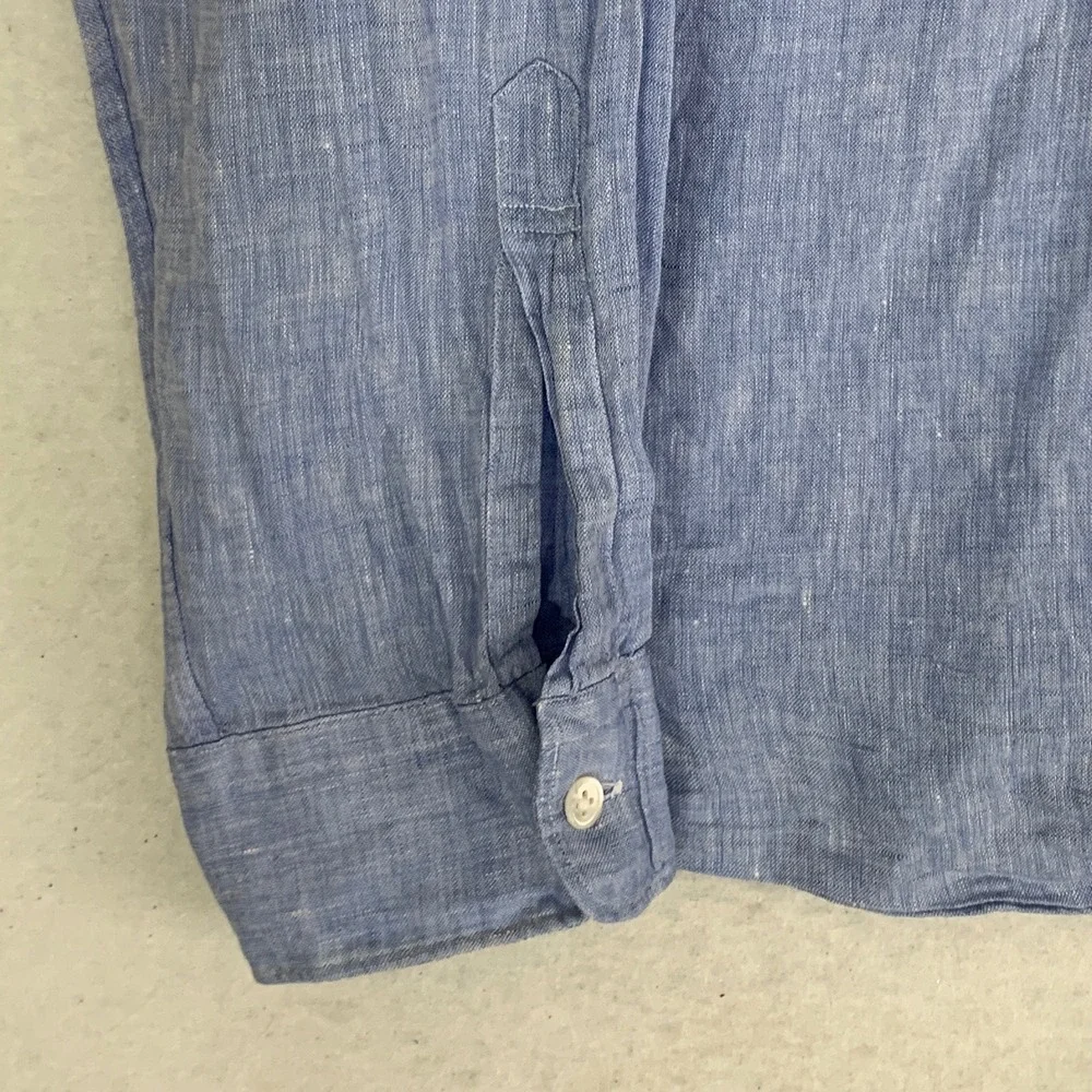 Polo Ralph Lauren Shirt Mens XL Blue Bonnard 100% Linen Long Sleeve Lightweight